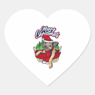 Santa Dog Christmas Puppy Santa Paws Merry Dogmas Heart Sticker