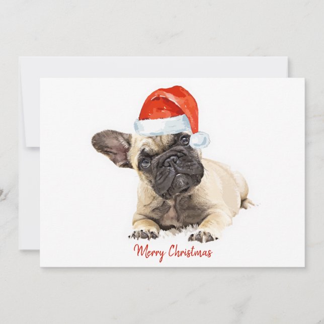 Santa Dog French Bulldog Christmas Cute Puppy Dog Invitation (Front)
