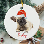 Santa Dog French Bulldog Cute Puppy Christmas Dog Ceramic Tree Decoration<br><div class="desc">Decorate your tree and spoil your favorite french bulldog this holiday season with this adorable French Bulldog Santa puppy ornament and matching decor . A wonderful gift to all Dog Lovers. This dog christmas ornament will be a favorite among dog lovers. Visit our collection for matching dog christmas cards, home...</div>