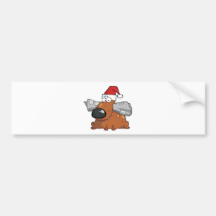 Santa Dog Holds Newspaper in Mouth Bumper Sticker
