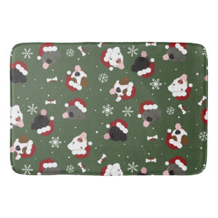 Santa Dogs on Green Bath Mat