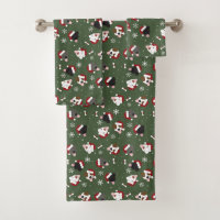 Santa Dogs on Green
