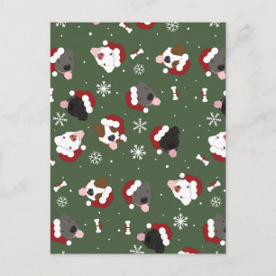 Santa Dogs on Green Postcard