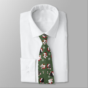 Santa Dogs on Green Tie