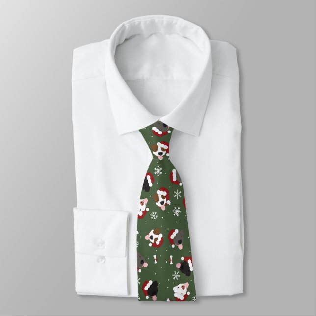 Santa Dogs on Green Tie (Tied)