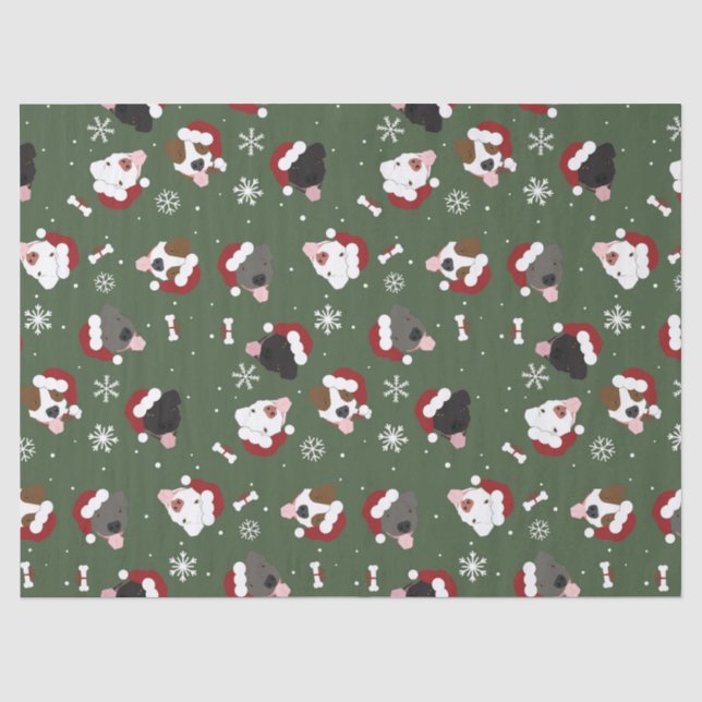 Santa Dogs on Green Tissue Paper (Front)