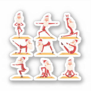 Santa Doing Yoga Exercises Poses Meditation Christ
