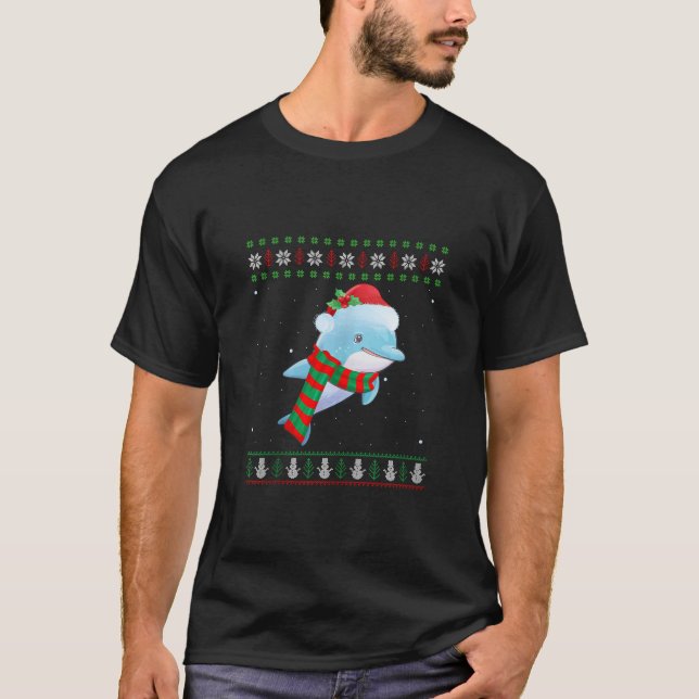 Santa Dolphin Fish Lover Xmas Dolphin Christmas Ta T-Shirt (Front)