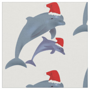 santa dolphins fabric