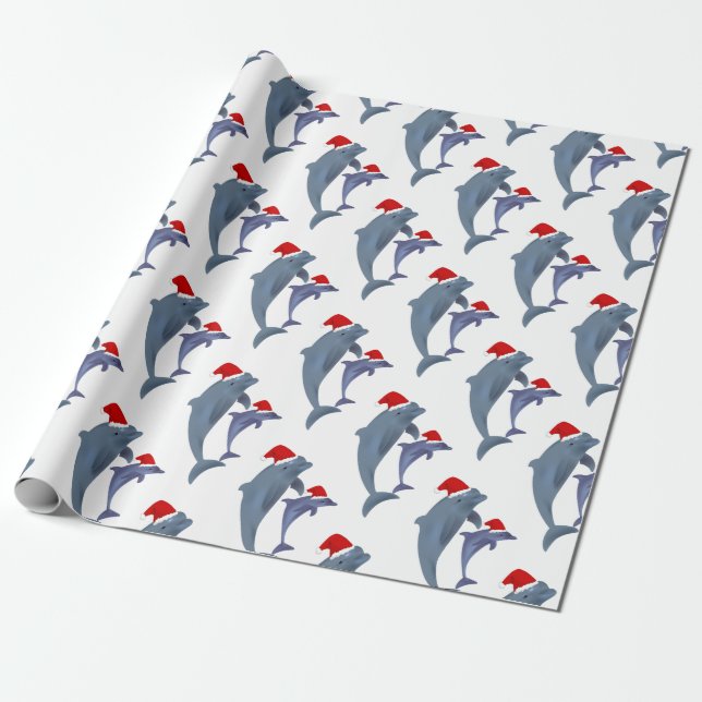 santa dolphins wrapping paper (Unrolled)
