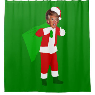 santa donald trump funny christmas shower curtain