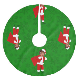 santa donald trump ugly christmas brushed polyester tree skirt