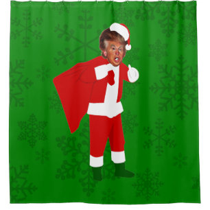 santa donald trump ugly christmas shower curtain