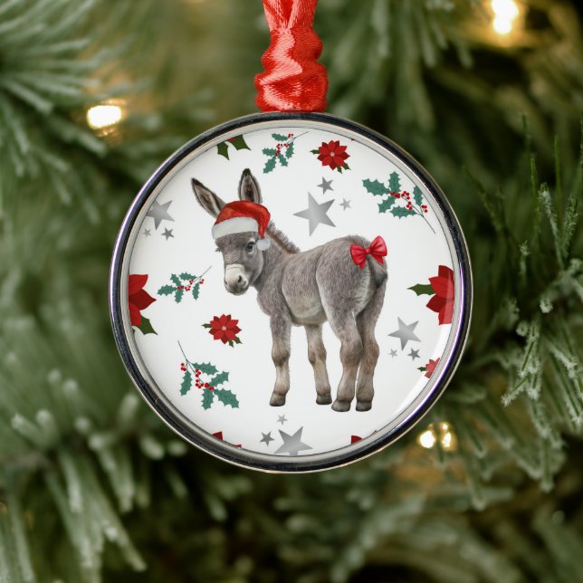 Santa Donkey Christmas Ornament Keepsake (Tree)