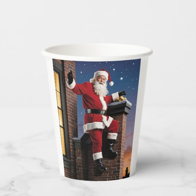 Santa  down the chimney, paper cups (Front)