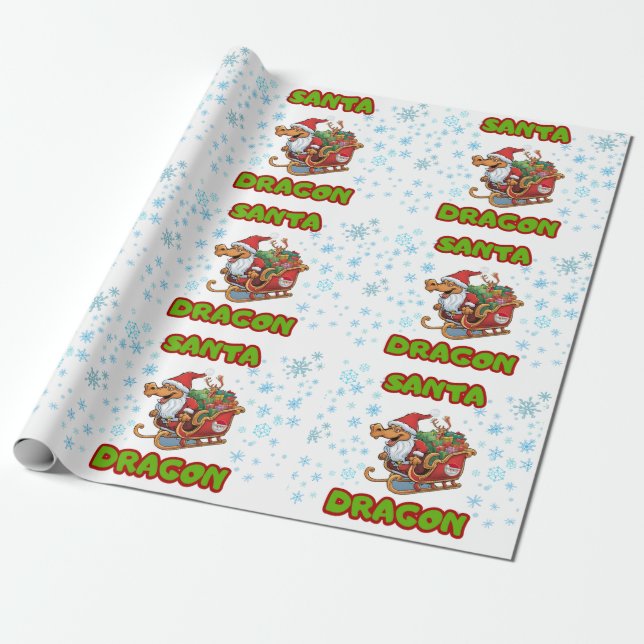 Santa Dragon Wrap Wrapping Paper (Unrolled)