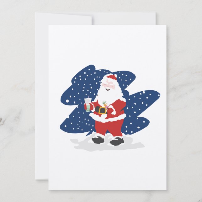Santa Drinking Bubble Tea Holiday Card (Front)
