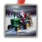 Santa Driving a Green Tractor
