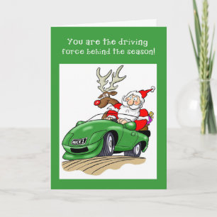Santa Driving Car Christmas Business Appreciation Holiday Card