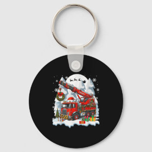 Santa Driving Crane Truck Christmas Boxes Colourfu Key Ring