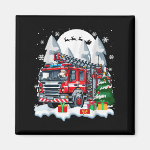 Santa Driving Fire Truck Christmas Boxes Colourful Magnet
