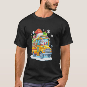 Santa Driving School Bus Xmas Tree Costume Driver T-Shirt