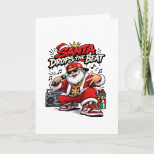 Santa Drops The Beat Christmas Hip Hop Card