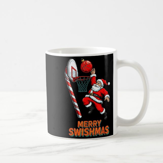 Santa Dunking Merry Swishmas Basketball Christmas  Coffee Mug (Right)