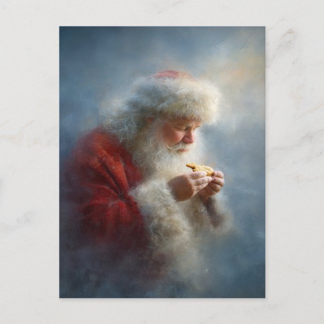 Santa eating cookies postcard (Front)