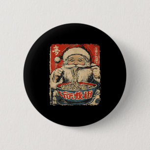 Santa Eating Ramen Noodles Ukiyo-e Insred Christma 6 Cm Round Badge