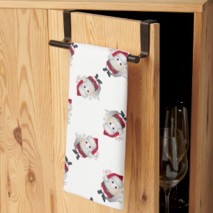 Santa Egg Christmas Tea Towel
