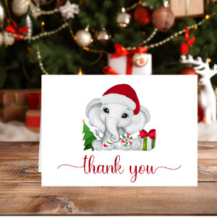Santa Elephant Christmas Baby Boy Shower Thank You Card