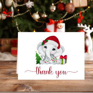 Santa Elephant Christmas Baby Shower Thank You Card