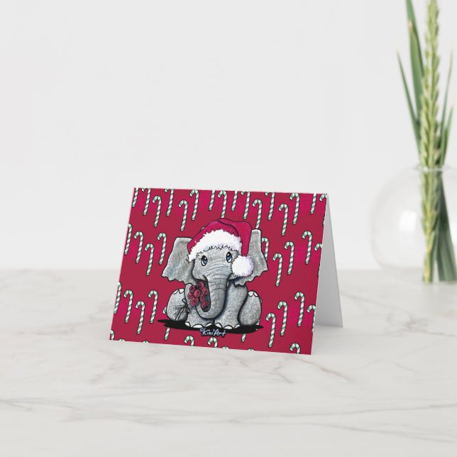 Santa Elephant Christmas Card (Front)