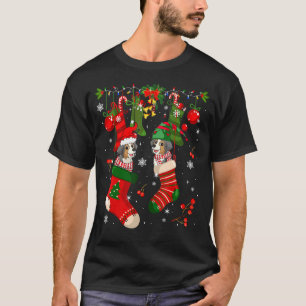 Santa Elf Australian Shepherds Inside Xmas Socks D T-Shirt