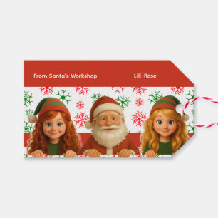 Santa & Elf Faces North Pole Fun Christmas Gift Tags
