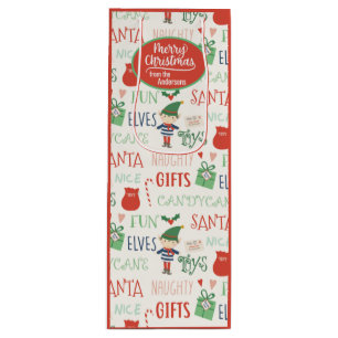 Santa Elf Friends Personalised Wine Gift Bag