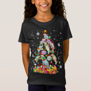 Santa ELF Manatee Christmas Tree Xmas Lights Manat T-Shirt