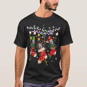 Santa ELF Reindeer Bearded Collie In Christmas Soc T-Shirt