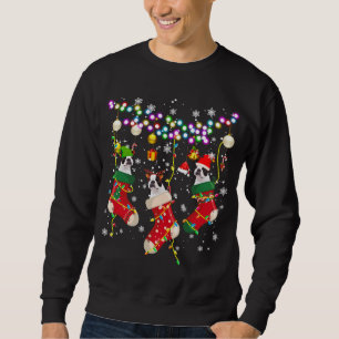 Santa ELF Reindeer Boston Terrier In Christmas Soc Sweatshirt