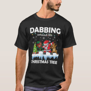 Santa Elf Reindeer Dabbing Around Christmas Tree L T-Shirt