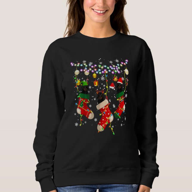 Santa Elf Reindeer Dachshund In Christmas Socks Li Sweatshirt (Front)