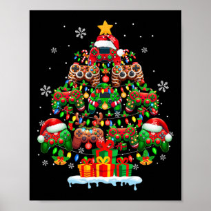 Santa Elf Reindeer Game Controllers Colourful Xmas Poster