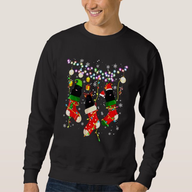 Santa Elf Reindeer Newfoundland In Christmas Socks Sweatshirt (Front)