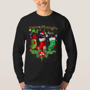 Santa Elf Reindeer Newfoundland In Christmas Socks T-Shirt
