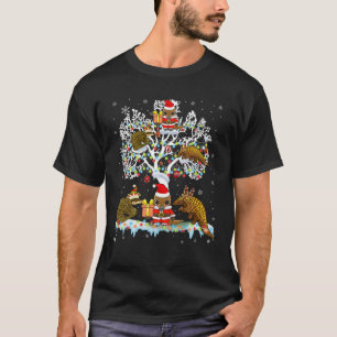 Santa ELF Reindeer Pangolin On Christmas Tree Xmas T-Shirt