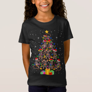 Santa ELF Reindeer Rat Christmas Tree Xmas Lights  T-Shirt