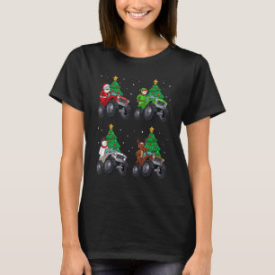 Santa Elf Reindeer Snowman Riding Monster Truck Ch T-Shirt