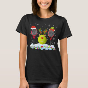 Santa Elf Reindeer Tennis Christmas Lights Tennis T-Shirt