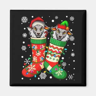 Santa Elf Sheep Animal In Christmas Socks Men Wome Magnet